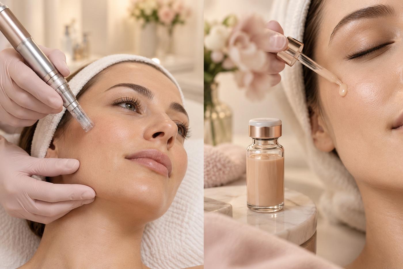 Microneedling- und BB-Glow-Behandlung im Gesicht